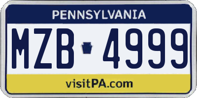PA license plate MZB4999