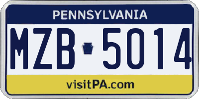 PA license plate MZB5014