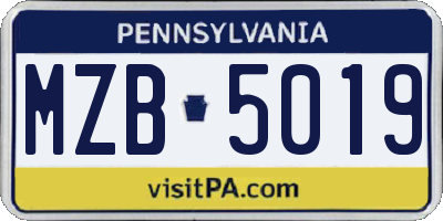 PA license plate MZB5019