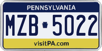 PA license plate MZB5022