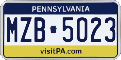 PA license plate MZB5023