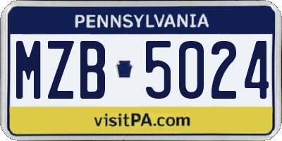 PA license plate MZB5024