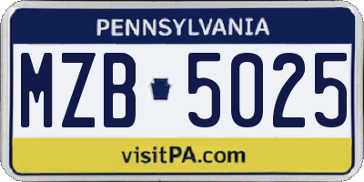 PA license plate MZB5025
