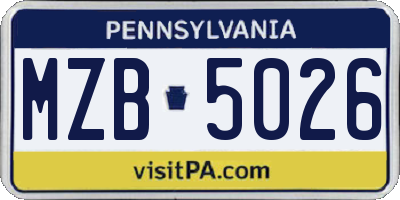 PA license plate MZB5026