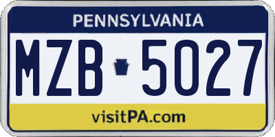 PA license plate MZB5027