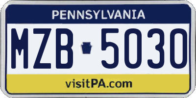 PA license plate MZB5030