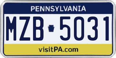 PA license plate MZB5031