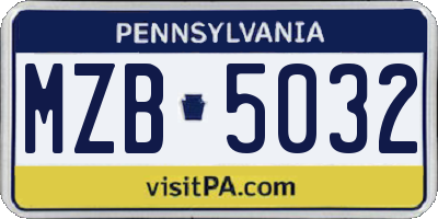 PA license plate MZB5032
