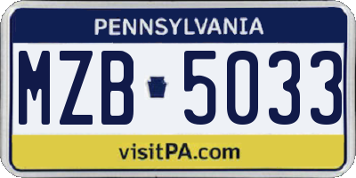 PA license plate MZB5033