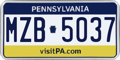 PA license plate MZB5037