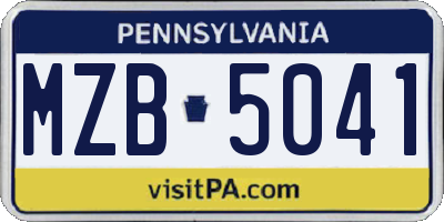PA license plate MZB5041