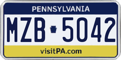 PA license plate MZB5042