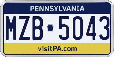 PA license plate MZB5043