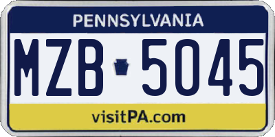 PA license plate MZB5045