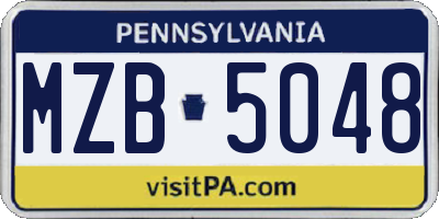 PA license plate MZB5048