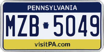 PA license plate MZB5049
