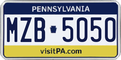 PA license plate MZB5050