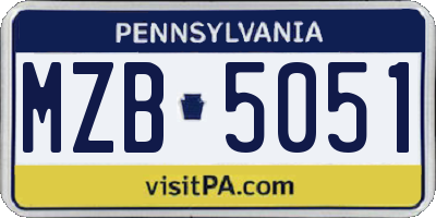 PA license plate MZB5051