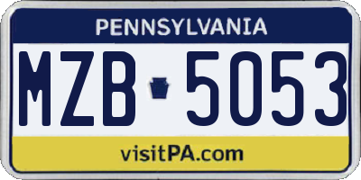 PA license plate MZB5053