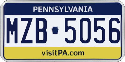 PA license plate MZB5056