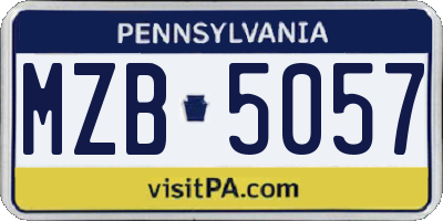 PA license plate MZB5057