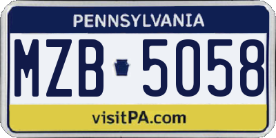 PA license plate MZB5058