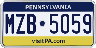 PA license plate MZB5059