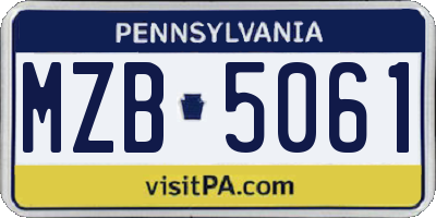 PA license plate MZB5061