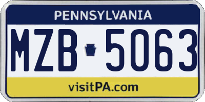 PA license plate MZB5063