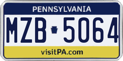 PA license plate MZB5064