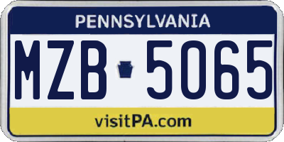 PA license plate MZB5065