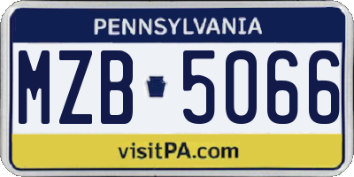 PA license plate MZB5066