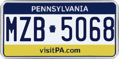 PA license plate MZB5068