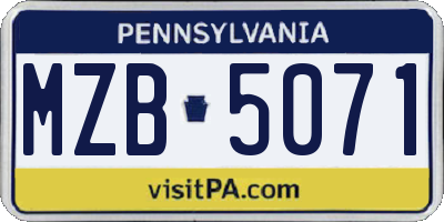 PA license plate MZB5071