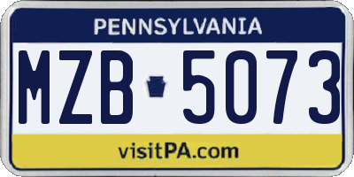 PA license plate MZB5073
