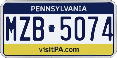 PA license plate MZB5074