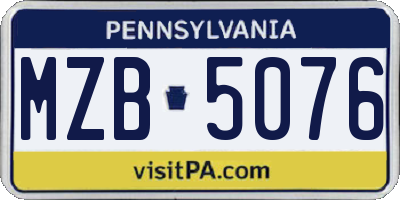 PA license plate MZB5076