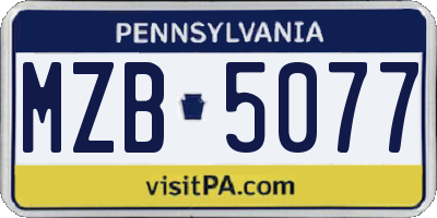 PA license plate MZB5077