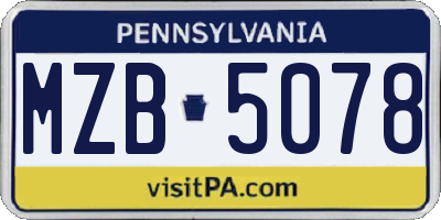 PA license plate MZB5078