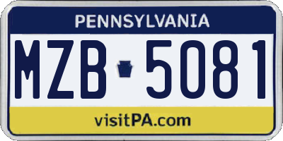 PA license plate MZB5081