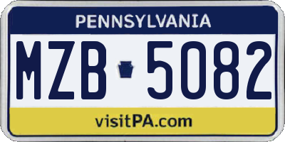 PA license plate MZB5082