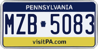 PA license plate MZB5083
