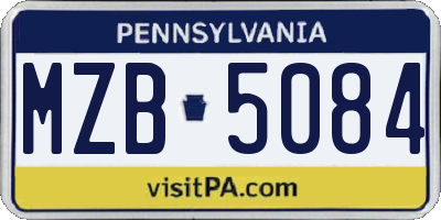 PA license plate MZB5084