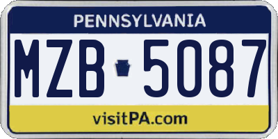 PA license plate MZB5087