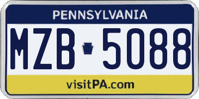 PA license plate MZB5088
