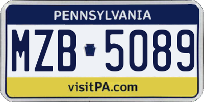PA license plate MZB5089
