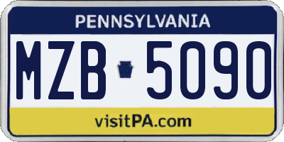 PA license plate MZB5090