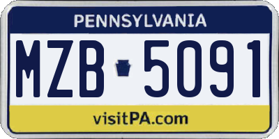 PA license plate MZB5091