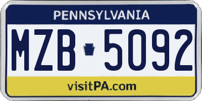 PA license plate MZB5092
