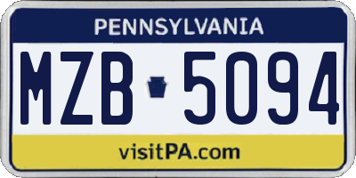 PA license plate MZB5094
